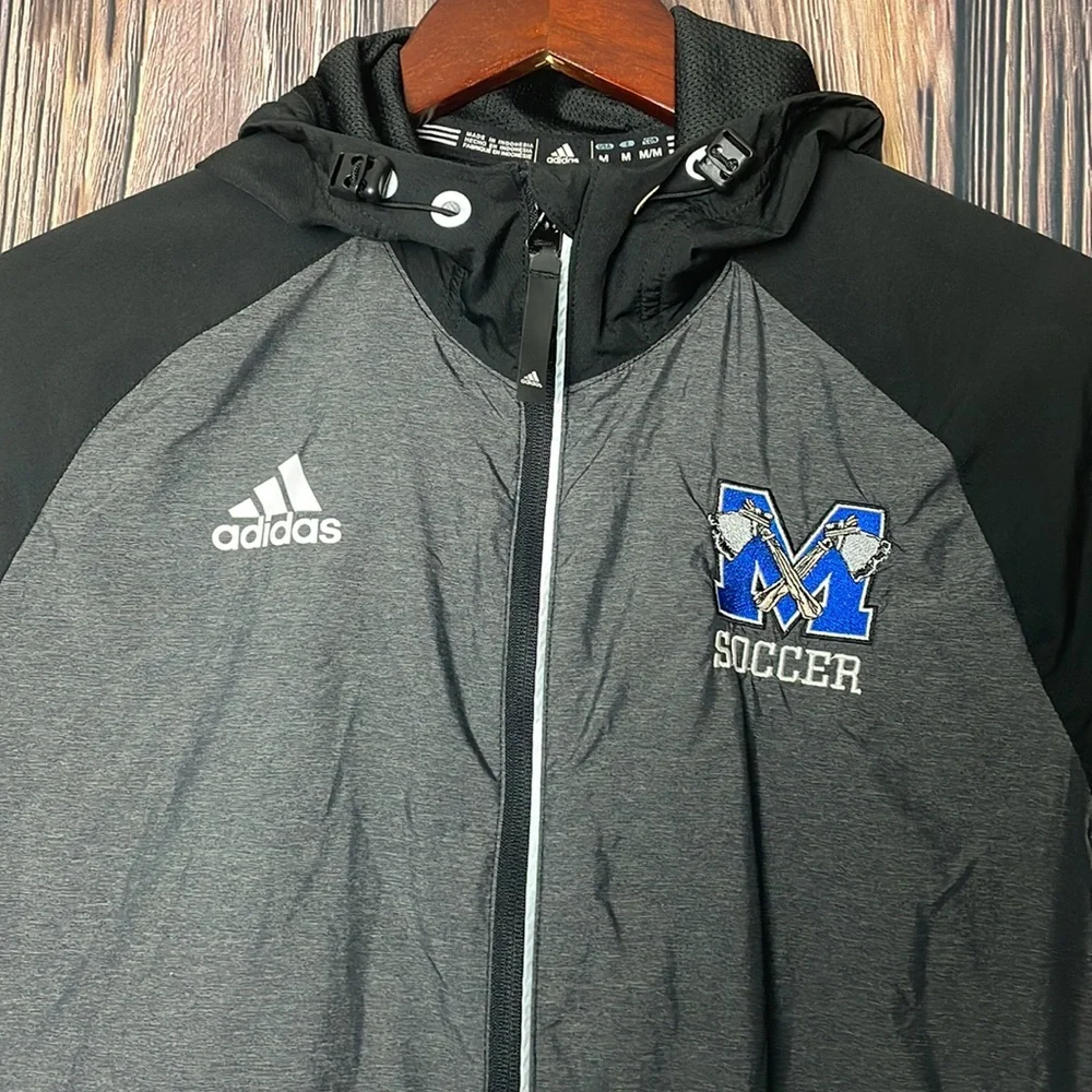 ADIDAS MENs soccer jacket Size M Color Black Gray
